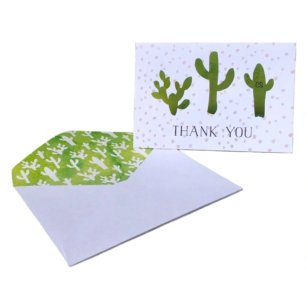 Molly & Rex Window Boxed Cactus Trio Laser Cut Thank You Note Cards (13798) 10ct